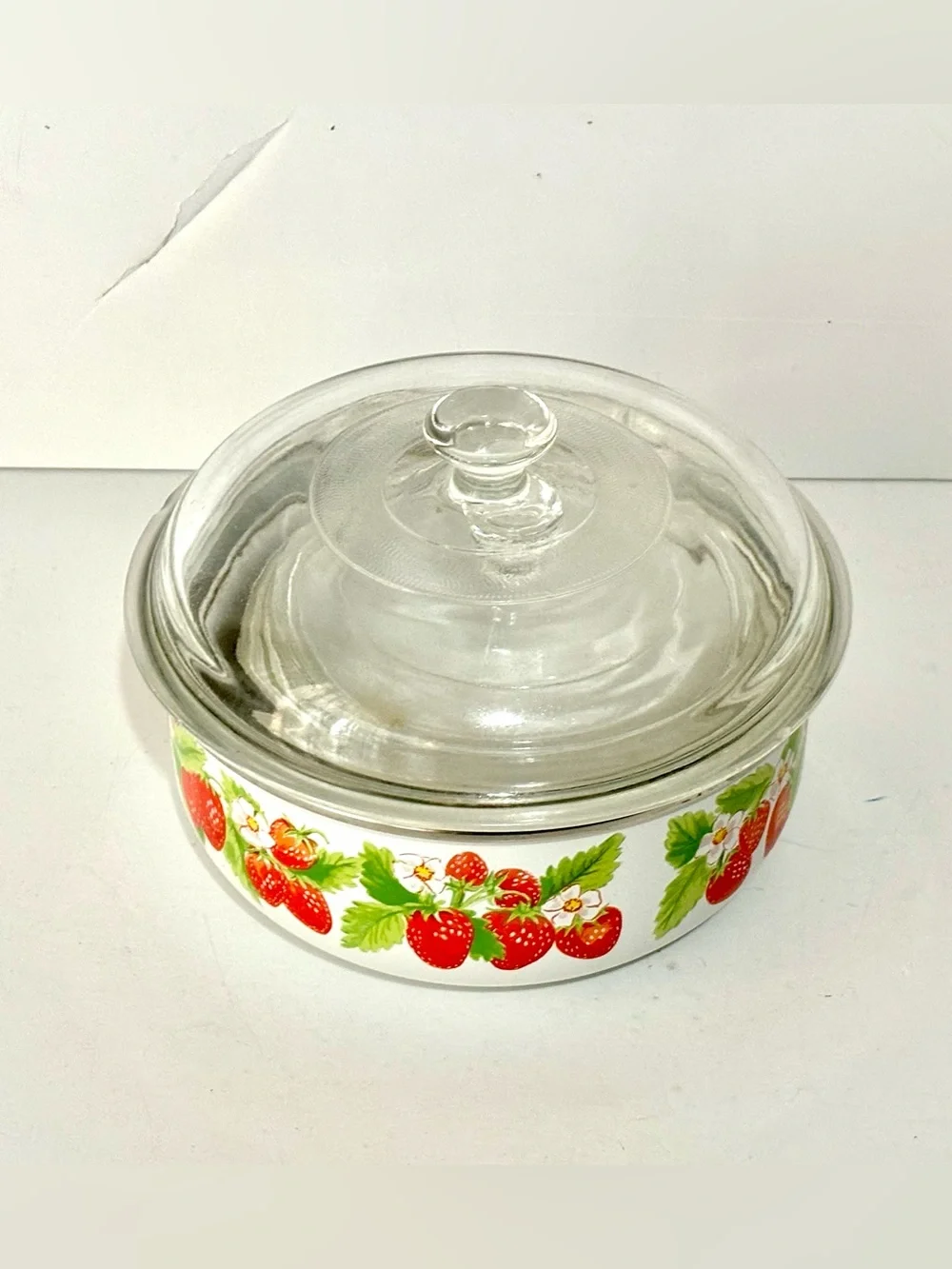 Vintage Kobe Kitchen Metal Enamel Strawberry Nesting Bowls Retro Enamelware